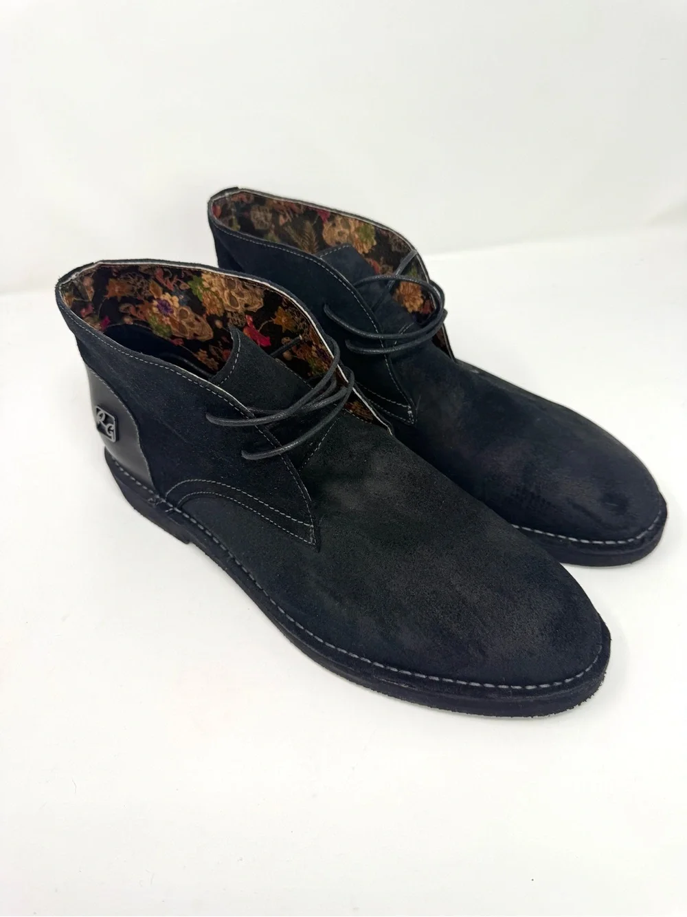 Robert Graham Black Suede Leather Chukka Lace-Up Ankle Boots Men's Size 12